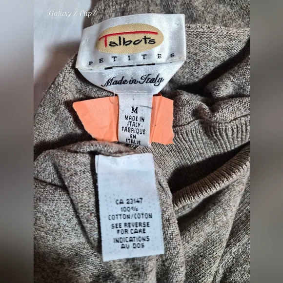 Talbots Petites Made in Italy 100% Cotton Mock Neck Sweater - Grey Marl - Med - Picture 2 of 6